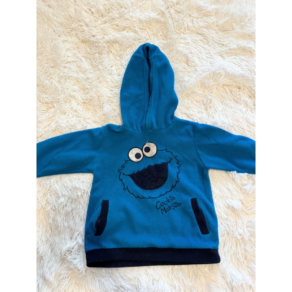 Sesame Street Cookie Monster Blue Fleece Hoodie Toddler Size 2T Pullover